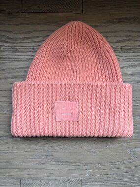 Acne Studios Pink Fold-Over Ribbed Beanie